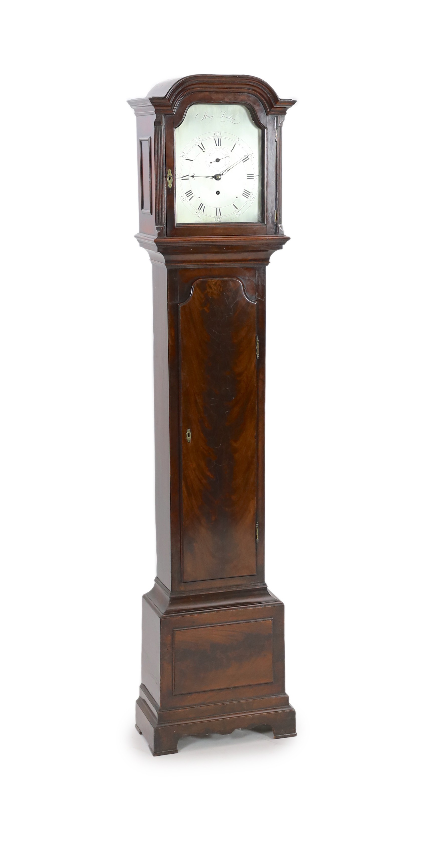 Storey of London. A George III mahogany eight day longcase regulator of small proportions, H. 191.75cm